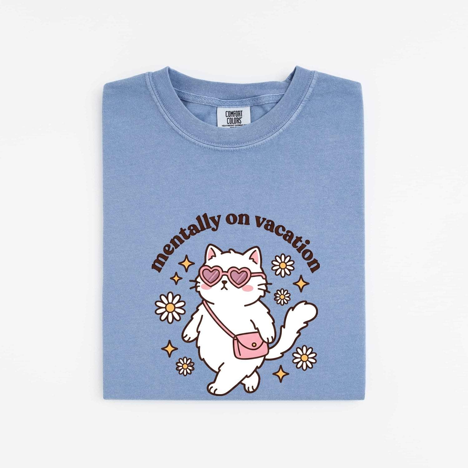 Kitty Shades Shirt for Women – Funny Kawaii Cat Eye Sunglasses Comic Flowers Graphic Tee