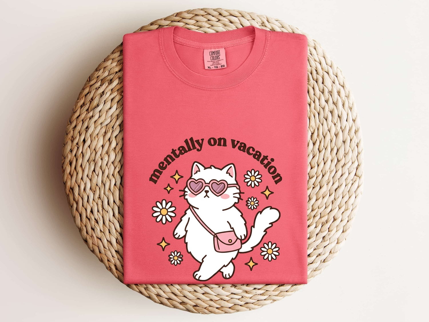 Kitty Shades Shirt for Women – Funny Kawaii Cat Eye Sunglasses Comic Flowers Graphic Tee