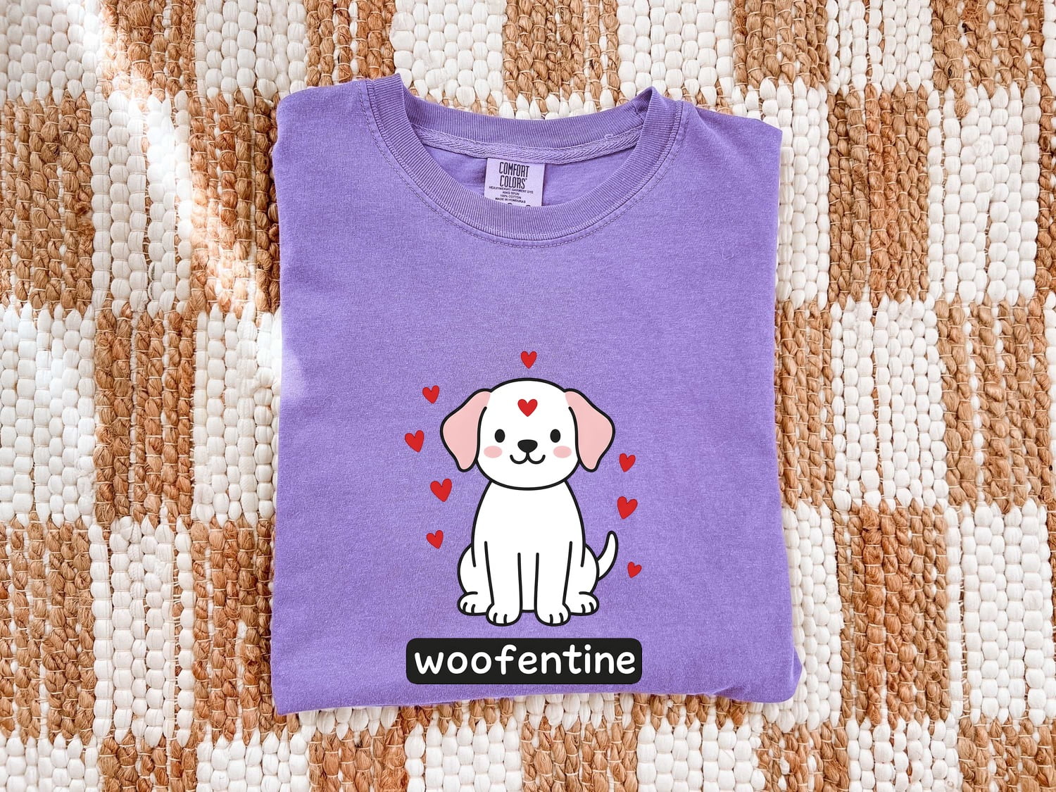 Adorable Puppy Shirt for Women – Valentine Chibi Cartoon Dog Comic Love Symbols Graphic Tee