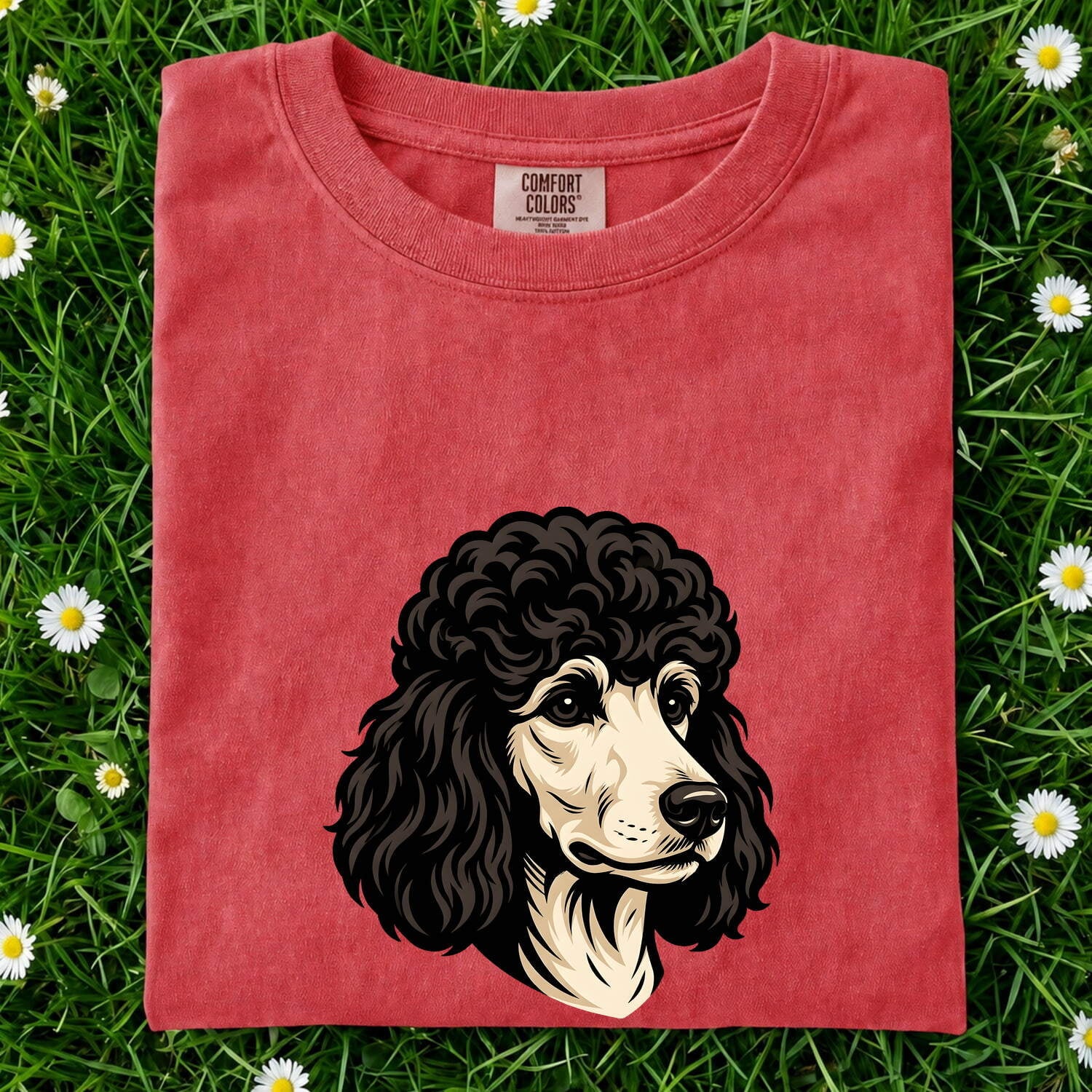 Poodle Dog Shirt Dog Pet Gift Women Bold Graphic Tee Poodle T-Shirt Dog Fan Canine Graphic Animal Design Vintage Fluffy Fur Tshirt