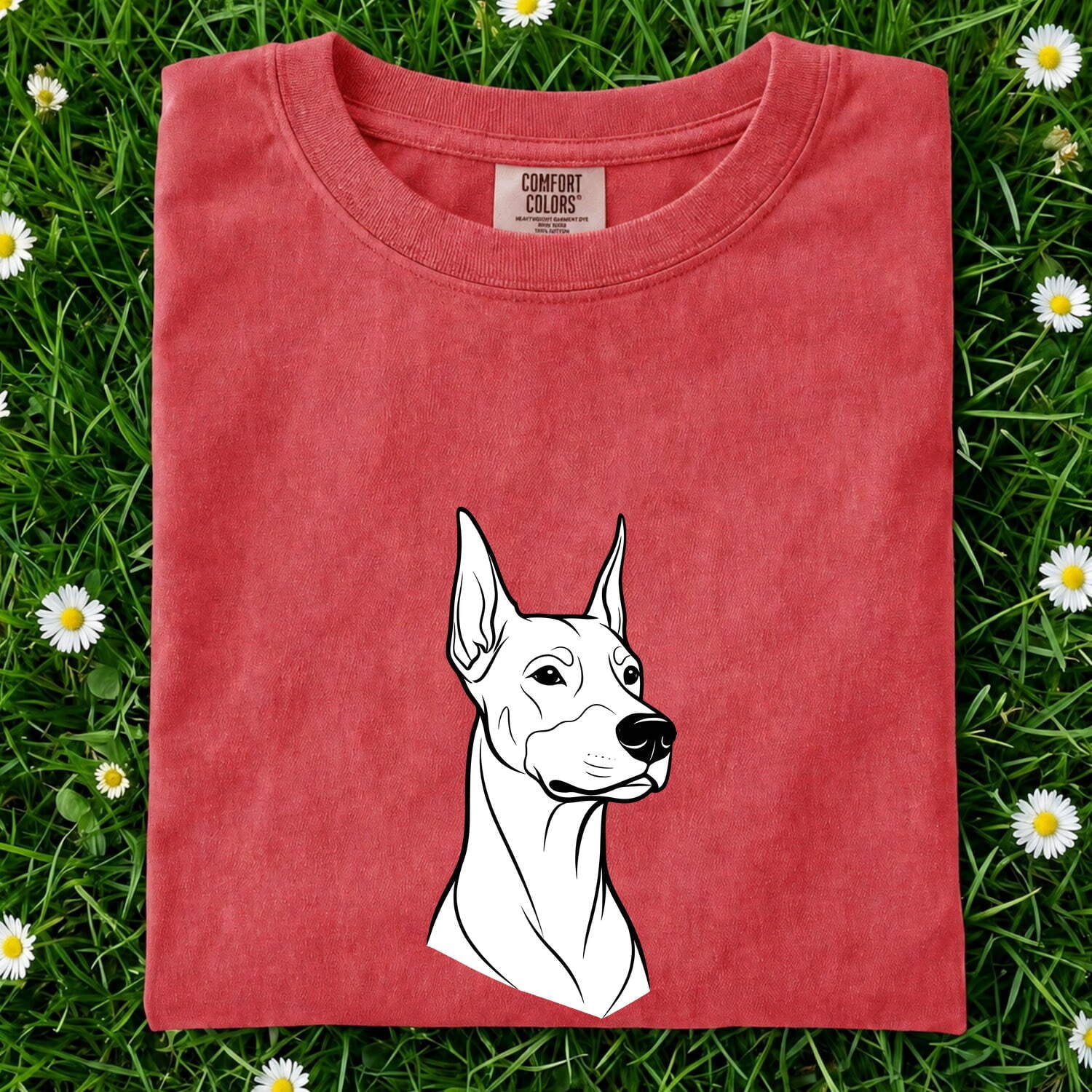 Doberman Dog Shirt Dog Pet Gift Women Line Art Tee Dobermann T-Shirt Dog Owner Dog Fan Illustration Graphic Tshirt Minimal Portrait Tshirt