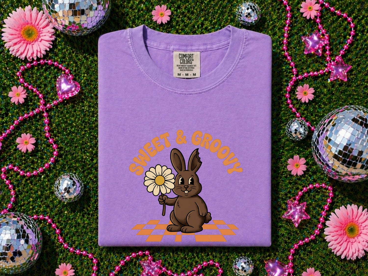 Hare Blossom Shirt Easter Pets Gift Women Classic Tee Rabbit T-Shirt Easter Fan Bunny Tshirt Animal Graphic Animated Grid Tshirt