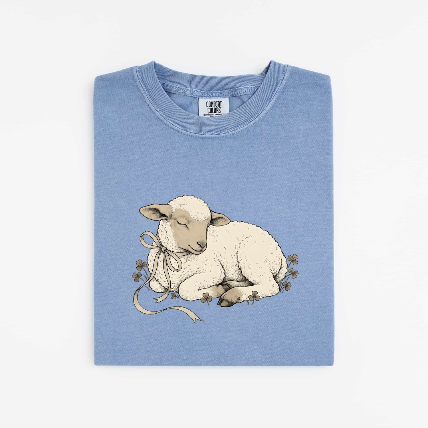 Newborn Lamb Shirt for Women – Easter Retro Sketch Sheep Shamrock Graphic Tee