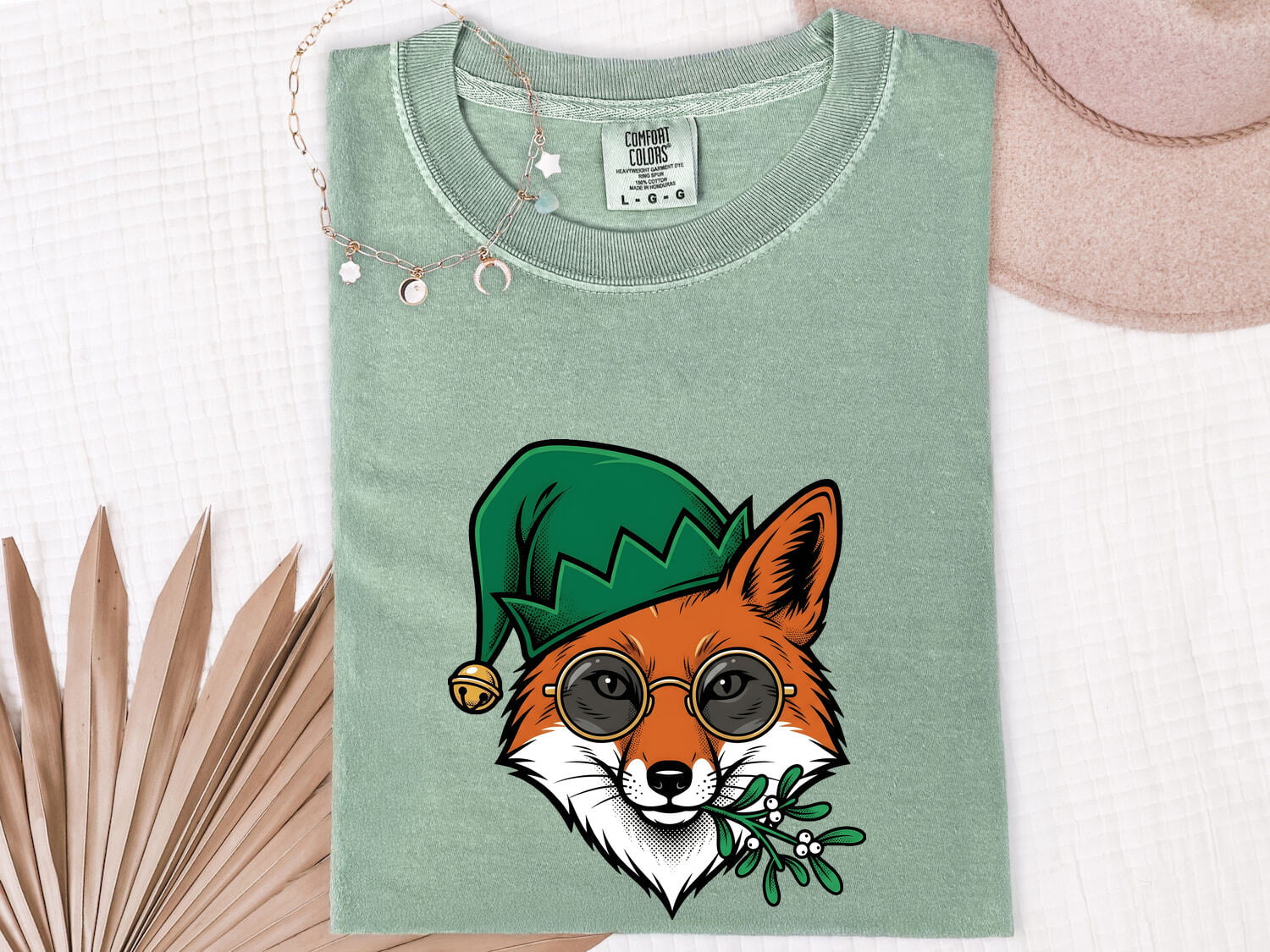 Fox Spectacles Shirt Christmas Pets Gift Women Caricature Tee Glasses T-Shirt Xmas Fan Eyewear Tshirt Animal Graphic Hand Drawn Holiday Hat