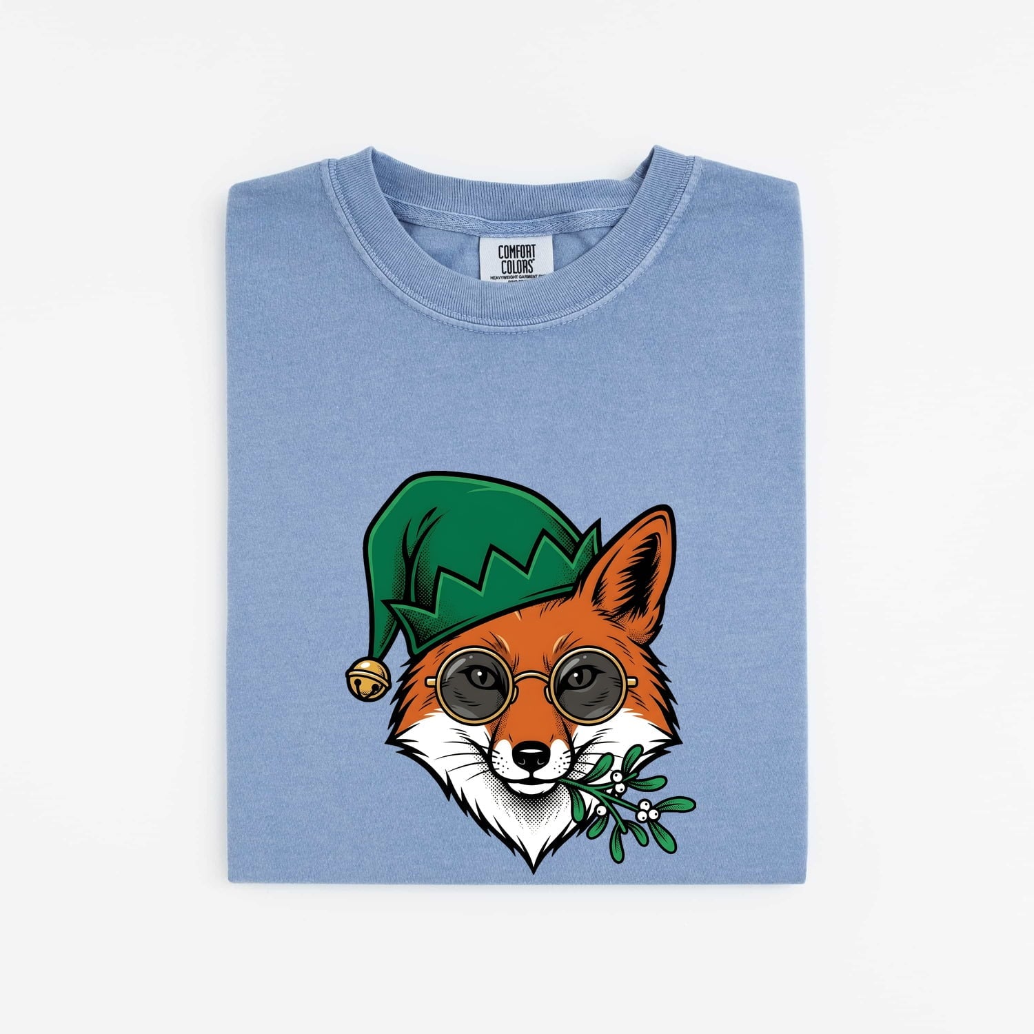 Fox Spectacles Shirt Christmas Pets Gift Women Caricature Tee Glasses T-Shirt Xmas Fan Eyewear Tshirt Animal Graphic Hand Drawn Holiday Hat
