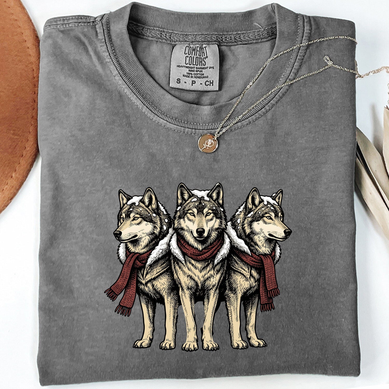 Wolf Group Shirt Christmas Pet Gift Women Line Art Tee Pack T-Shirt X