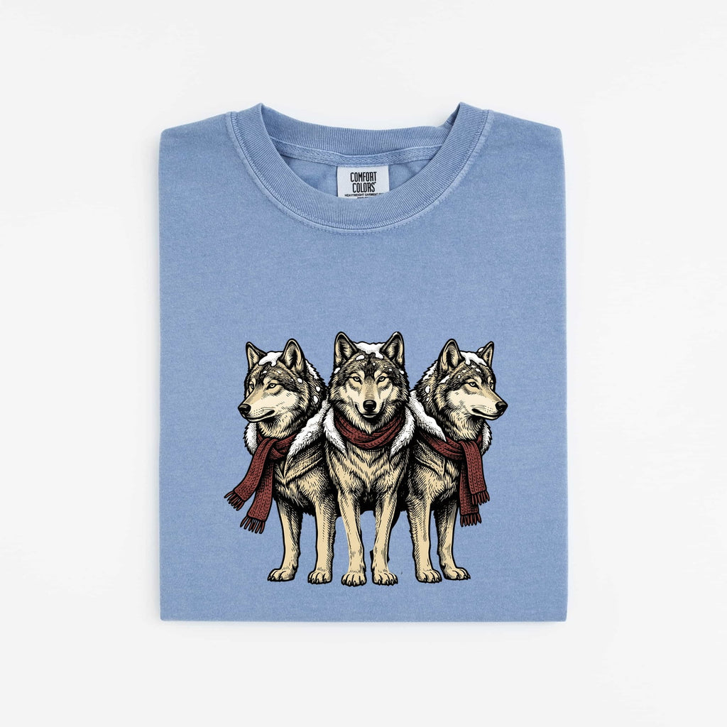 Wolf Group Shirt Christmas Pet Gift Women Line Art Tee Pack T-Shirt X