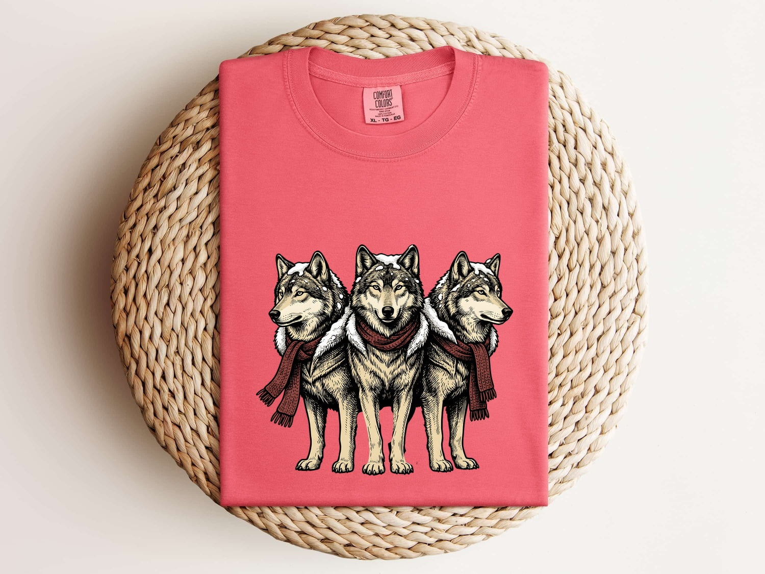 Wolf Group Shirt Christmas Pet Gift Women Line Art Tee Pack T-Shirt X