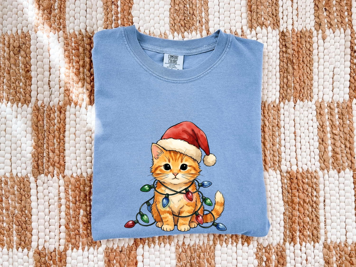 Ginger Kitty Shirt Christmas Pet Gift Women Adorable Tee Cat T-Shirt Xmas Fan Cute Tshirt Animal Graphic Brushwork Holiday Hat Tshirt