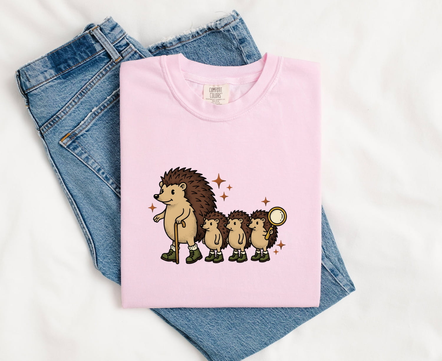 Hedgehog Pack Shirt Moms Pets Gift Women Sweet Tee Porcupine T-Shirt Mother Fan Cute Illustration Classic Twinkling Stars Tshirt