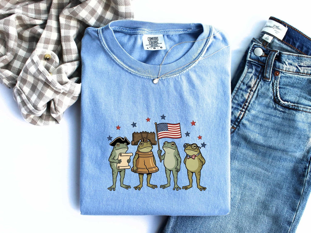 Usa Frogs Shirt America Pets Gift Women Line Art Tee Toad T-Shirt Patriotic Fan Drawing Graphic Sketch Stars And Stripes Tshirt