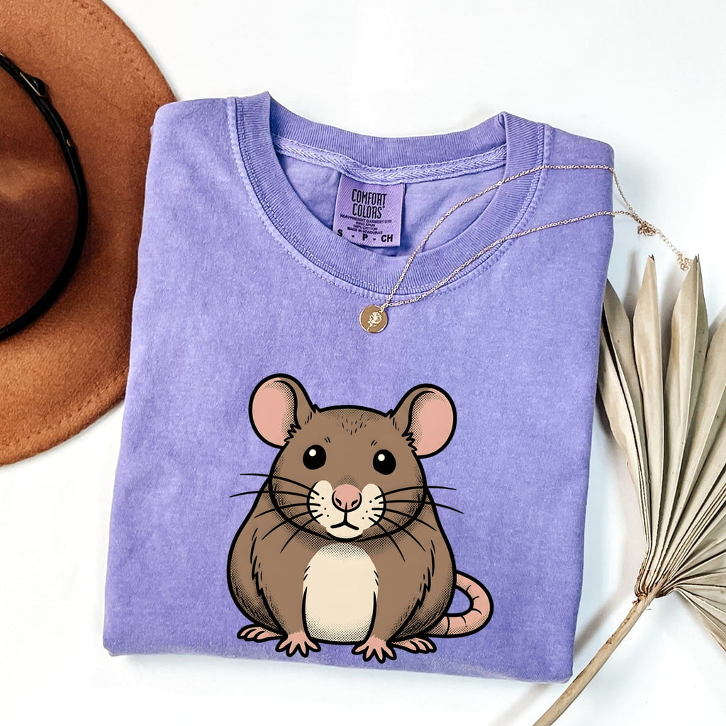 Cartoon Rat Shirt Cute Pet Gift Women Anime Tee Rodent T-Shirt Adorable Fan Rodent Tshirt Animal Graphic Line Art Mouse Whiskers Tshirt