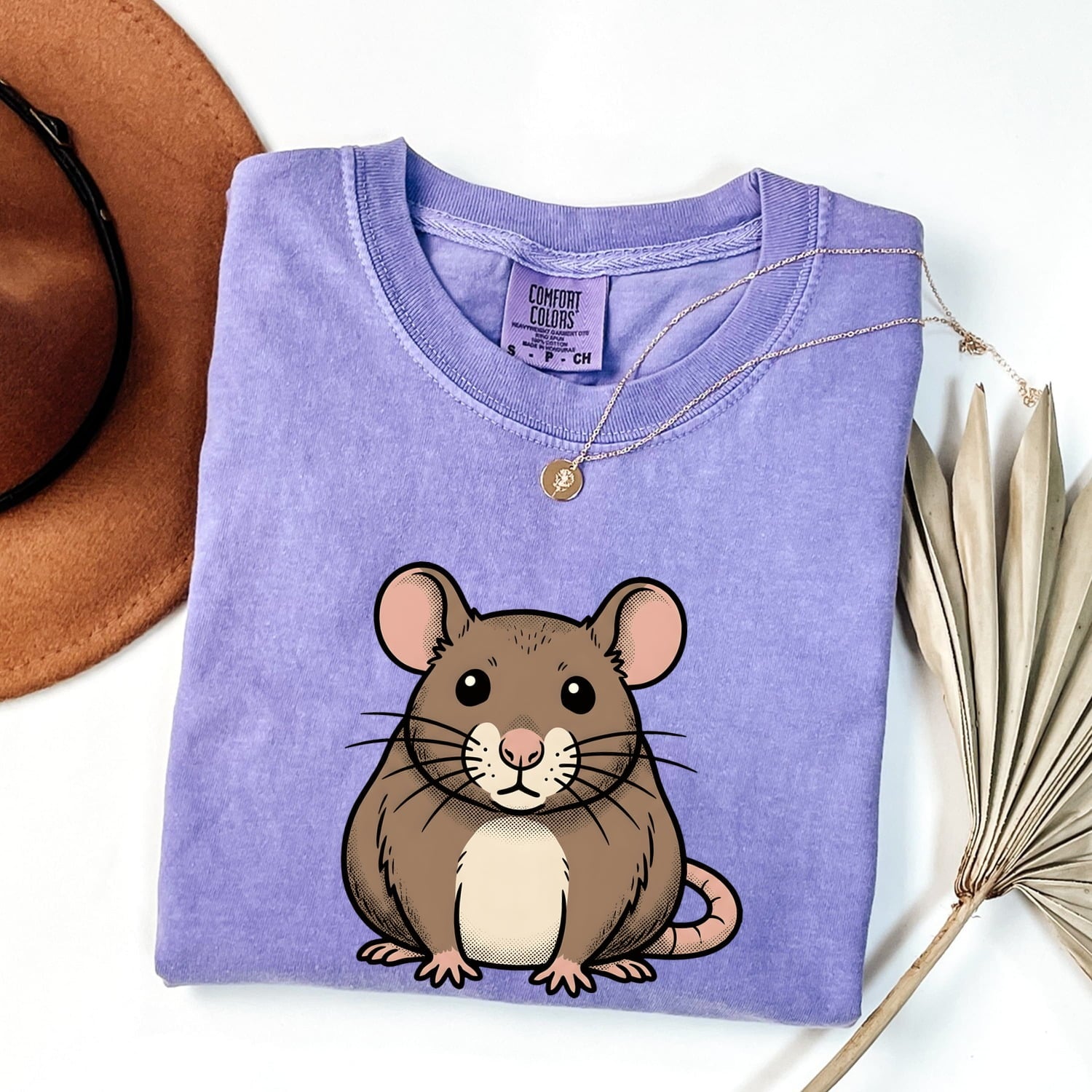 Cartoon Rat Shirt Cute Pet Gift Women Anime Tee Rodent T-Shirt Adorable Fan Rodent Tshirt Animal Graphic Line Art Mouse Whiskers Tshirt