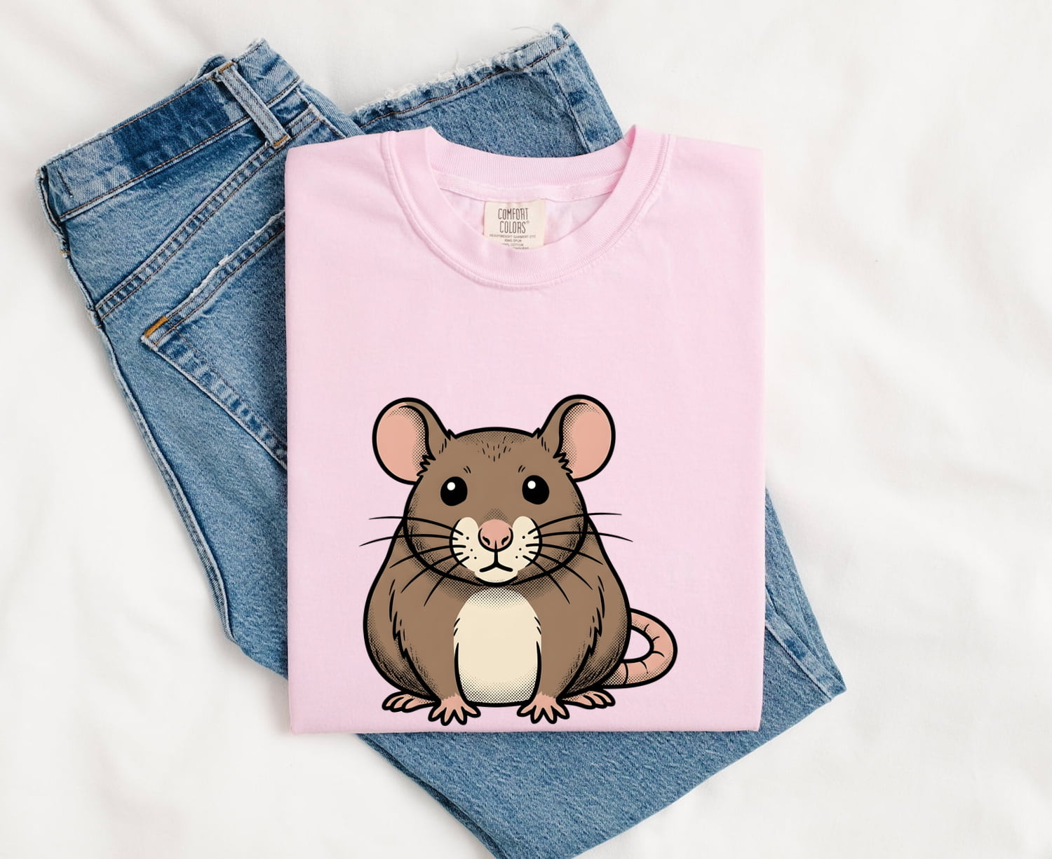 Cartoon Rat Shirt Cute Pet Gift Women Anime Tee Rodent T-Shirt Adorable Fan Rodent Tshirt Animal Graphic Line Art Mouse Whiskers Tshirt