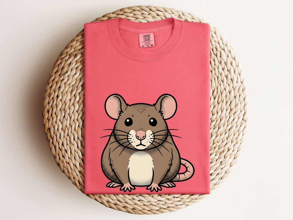 Cartoon Rat Shirt Cute Pet Gift Women Anime Tee Rodent T-Shirt Adorable Fan Rodent Tshirt Animal Graphic Line Art Mouse Whiskers Tshirt