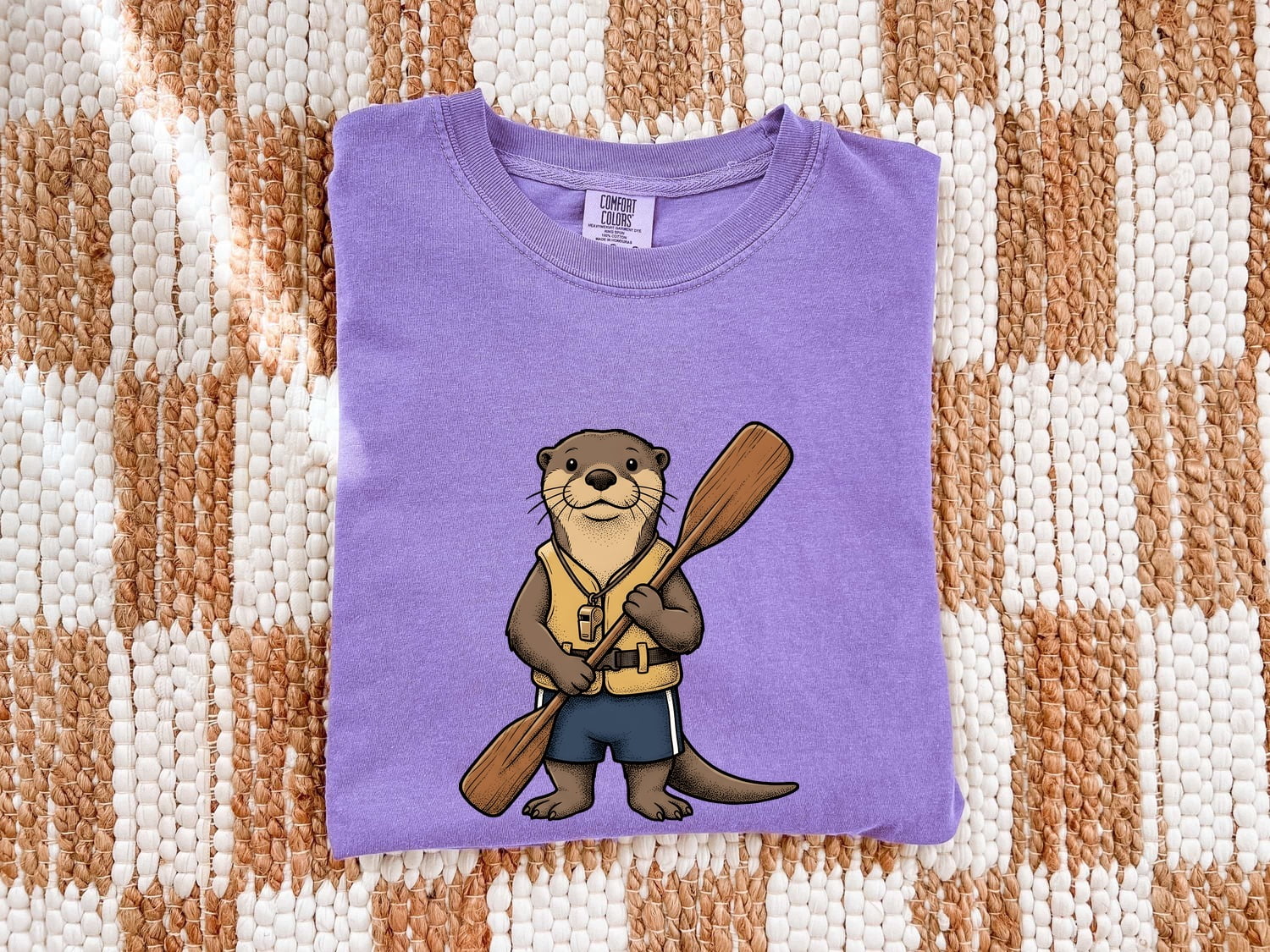 Otter Canoeing Shirt Cute Pets Gift Women Animated Tee Otter T-Shirt Cuteness Fan Cartoon Tshirt Animal Graphic Doodle Flotation Device