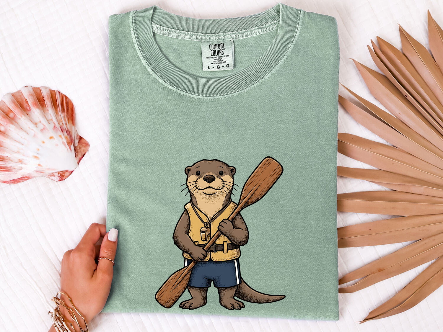 Otter Canoeing Shirt Cute Pets Gift Women Animated Tee Otter T-Shirt Cuteness Fan Cartoon Tshirt Animal Graphic Doodle Flotation Device