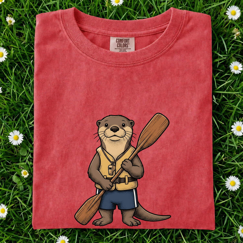 Otter Canoeing Shirt Cute Pets Gift Women Animated Tee Otter T-Shirt Cuteness Fan Cartoon Tshirt Animal Graphic Doodle Flotation Device