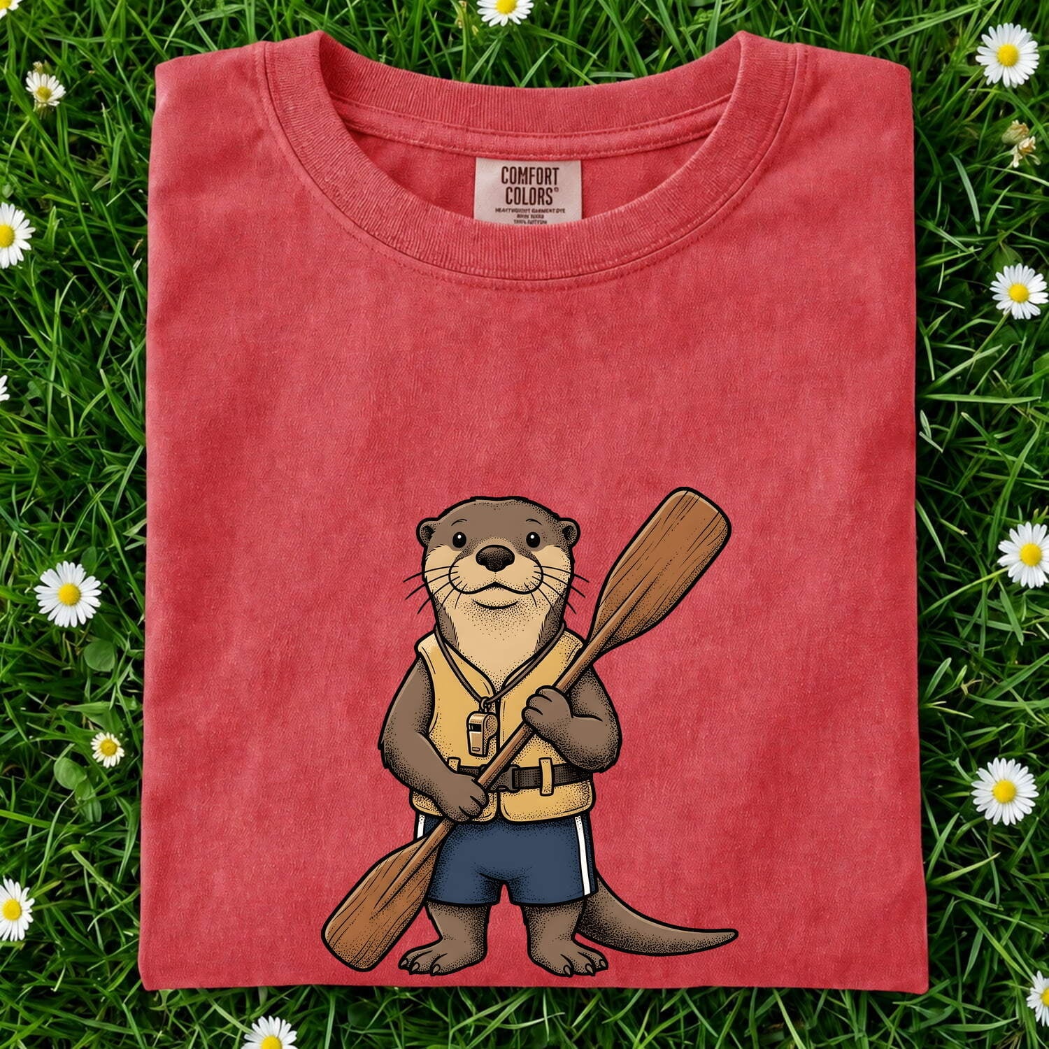 Otter Canoeing Shirt Cute Pets Gift Women Animated Tee Otter T-Shirt Cuteness Fan Cartoon Tshirt Animal Graphic Doodle Flotation Device