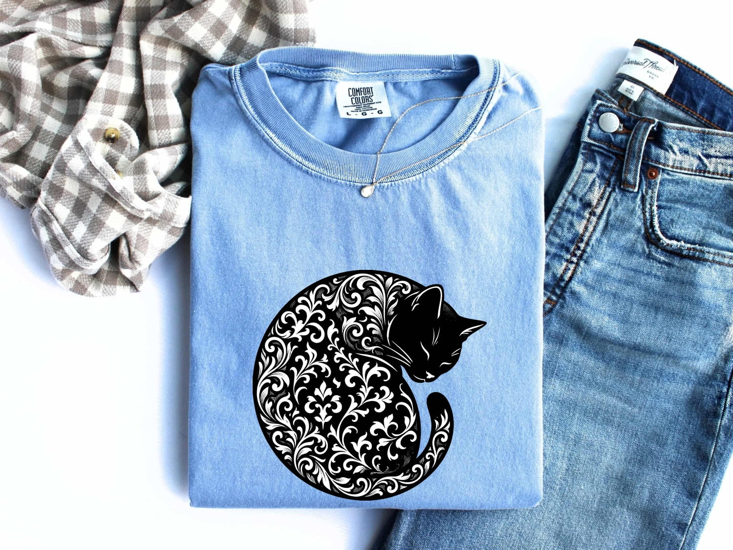 Blossom Feline Shirt Cat Pet Gift Women Folk Tee Cat T-Shirt Cat Fan Animal Tshirt Pet Graphic Classic Greenery Tshirt