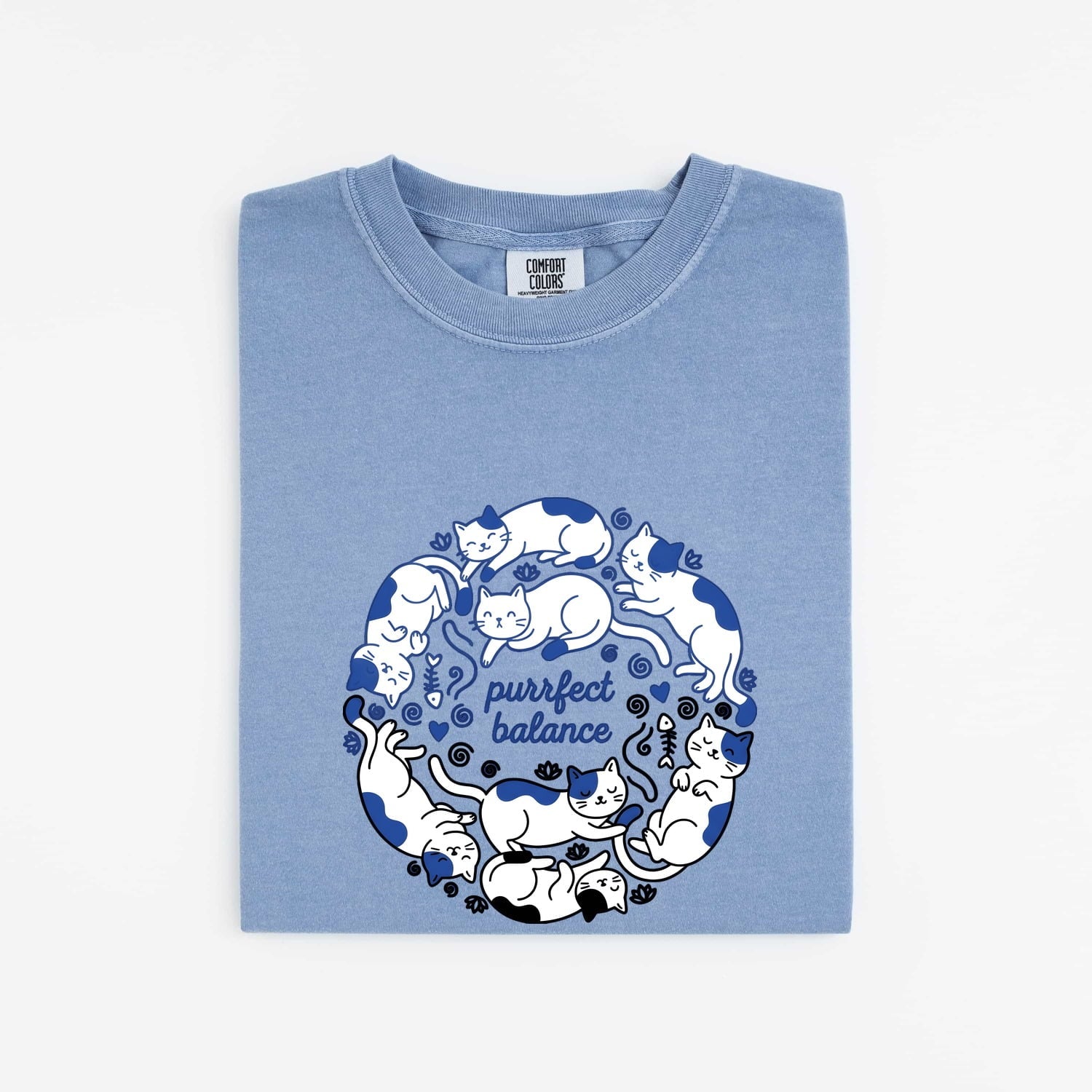 Napping Cats Shirt for Women – Simple Sketch Fish Skeleton Feline Graphic Tee