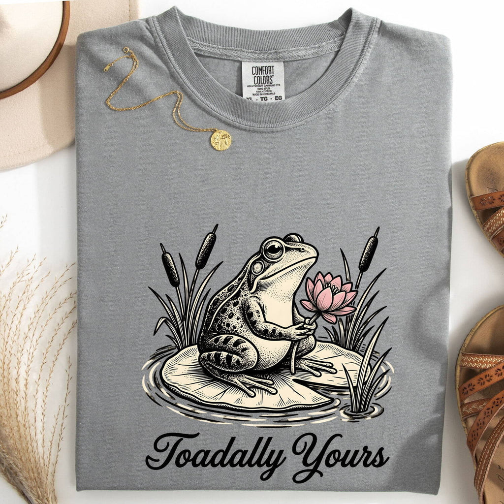 Toad Bloom Shirt Valentine Pets Gift Women Antique Tee Frog T-Shirt Love Fan Vintage Tshirt Animal Graphic Doodle Lotus Leaf Tshirt