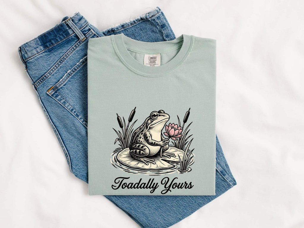 Toad Bloom Shirt Valentine Pets Gift Women Antique Tee Frog T-Shirt Love Fan Vintage Tshirt Animal Graphic Doodle Lotus Leaf Tshirt