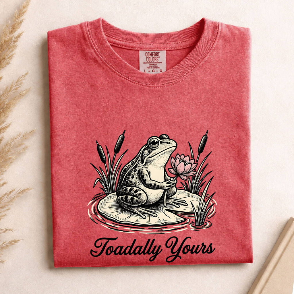 Toad Bloom Shirt Valentine Pets Gift Women Antique Tee Frog T-Shirt Love Fan Vintage Tshirt Animal Graphic Doodle Lotus Leaf Tshirt