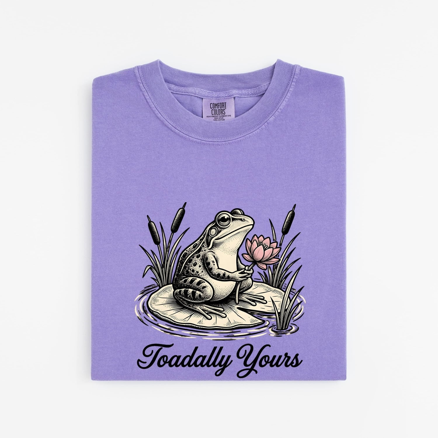 Toad Bloom Shirt Valentine Pets Gift Women Antique Tee Frog T-Shirt Love Fan Vintage Tshirt Animal Graphic Doodle Lotus Leaf Tshirt