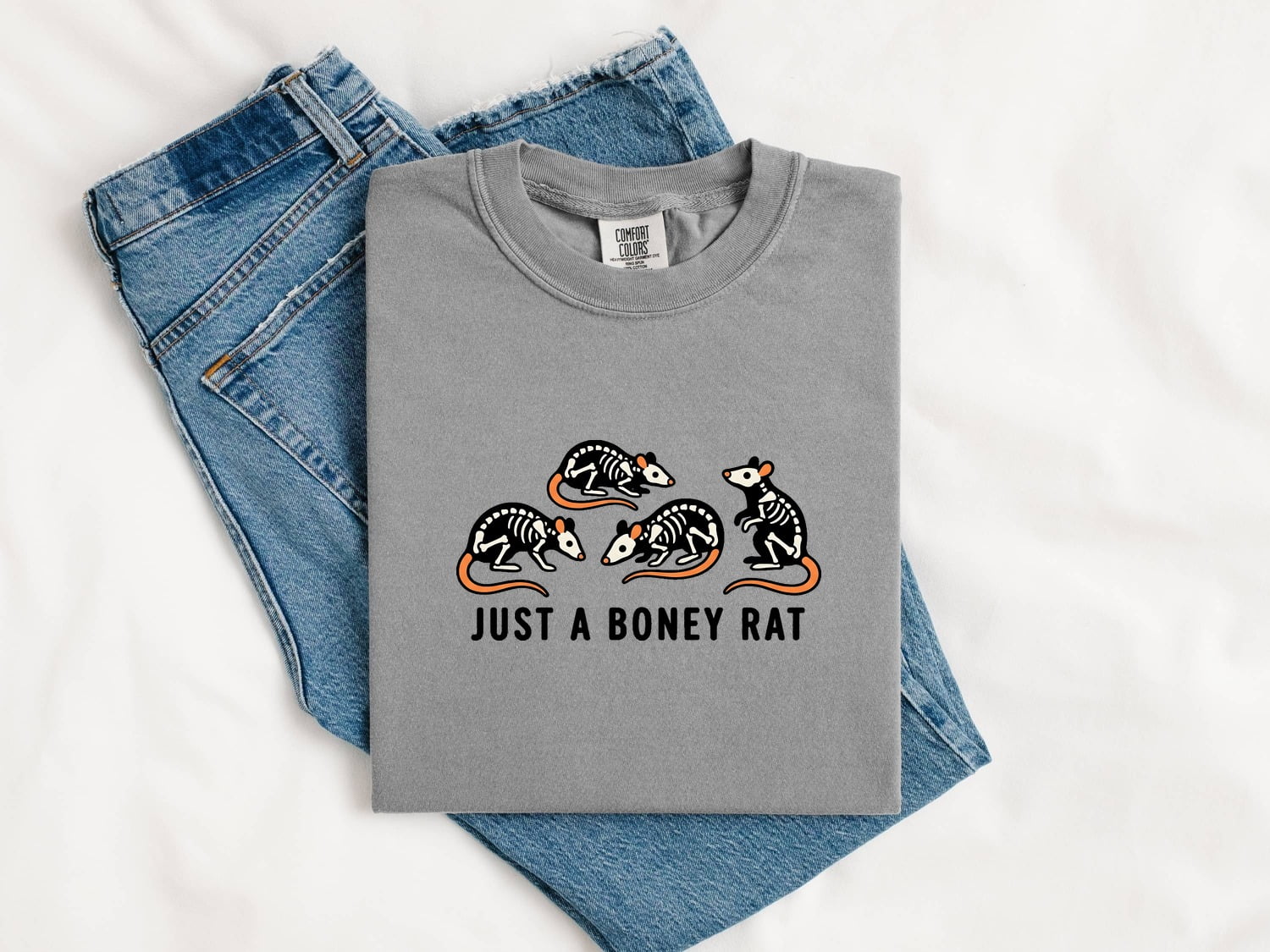 Skull Mouse Shirt Halloween Pet Gift Women Comic Tee Rodent T-Shirt Horror Fan Cartoon Tshirt Animal Graphic Vintage Bright Tail Tshirt