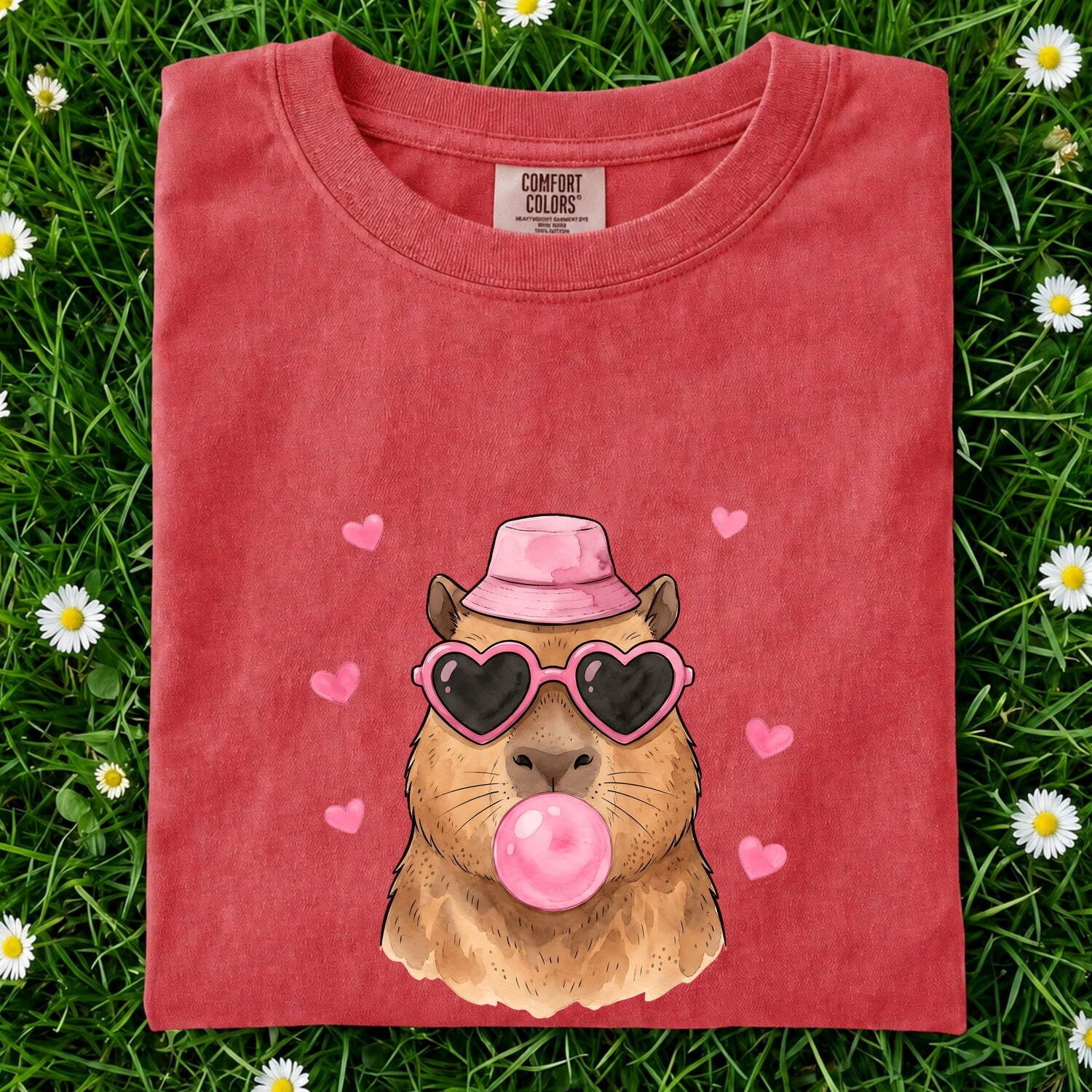 Capybara Shades Shirt Valentine Pet Gift Women Paint Tee Rodent T-Shirt Valentine Fan Artistic Tshirt Animal Graphic Sketch Love Symbols