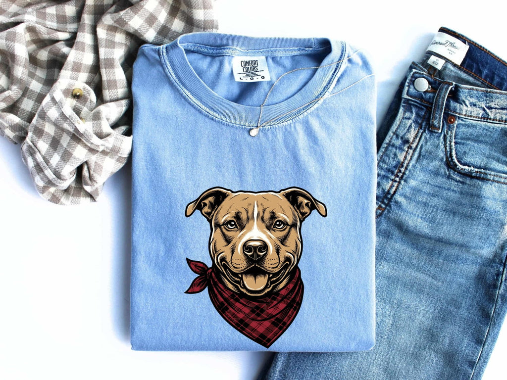 Pitbull Dog Shirt Dog Pets Gift Women Bold Graphic Tee Pibble T-Shirt Dog Fan American Bully Graphic Animal Illustration Vintage Bandana