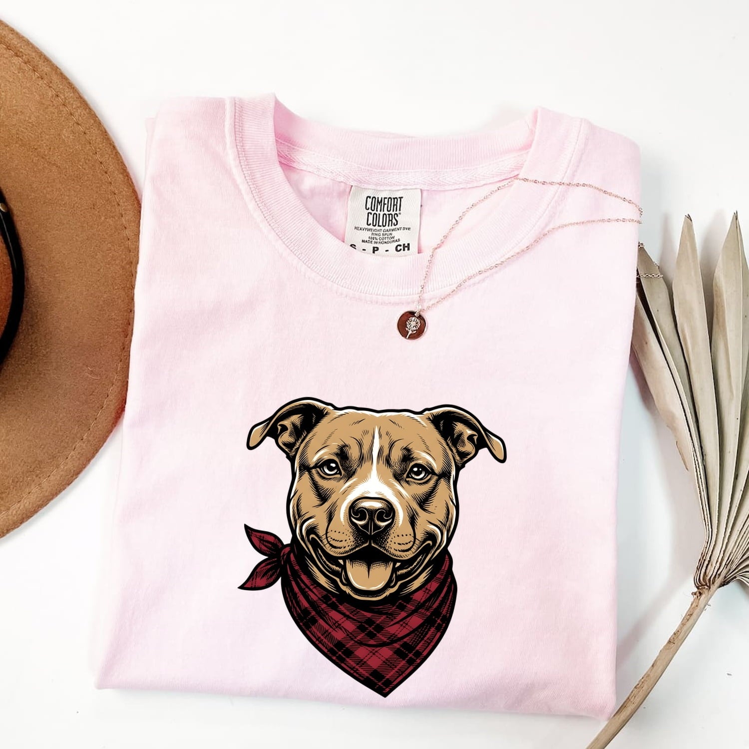 Pitbull Dog Shirt Dog Pets Gift Women Bold Graphic Tee Pibble T-Shirt Dog Fan American Bully Graphic Animal Illustration Vintage Bandana