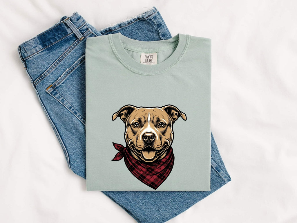 Pitbull Dog Shirt Dog Pets Gift Women Bold Graphic Tee Pibble T-Shirt Dog Fan American Bully Graphic Animal Illustration Vintage Bandana