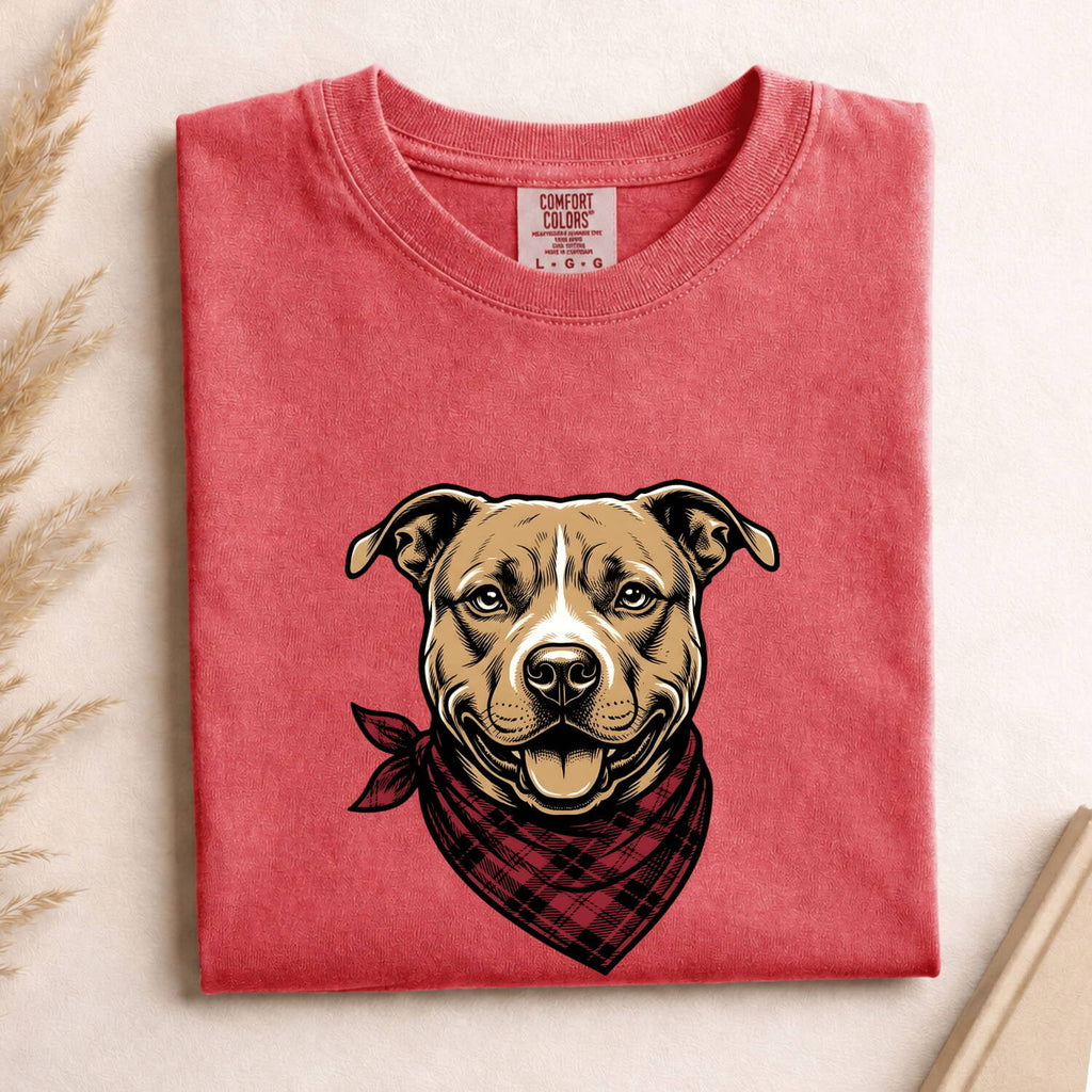 Pitbull Dog Shirt Dog Pets Gift Women Bold Graphic Tee Pibble T-Shirt Dog Fan American Bully Graphic Animal Illustration Vintage Bandana