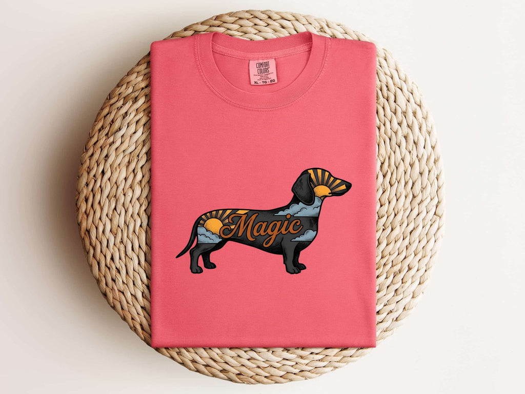 Dachshund Puppy Shirt Dog Pet Gift Women Classic Tee Wiener Dog T-Shirt Dog Fan Puppy Owner Graphic Nostalgic Dawn Tshirt