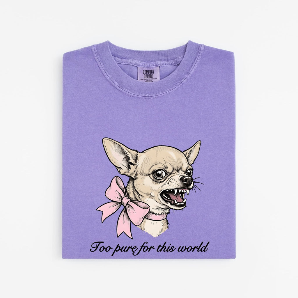 Chihuahua Puppy Shirt Funny Pet Gift Women Hand Drawn Tee Puppy T-Shirt Humor Fan Illustrated Tshirt Animal Graphic Retro Pink Ribbon Tshirt