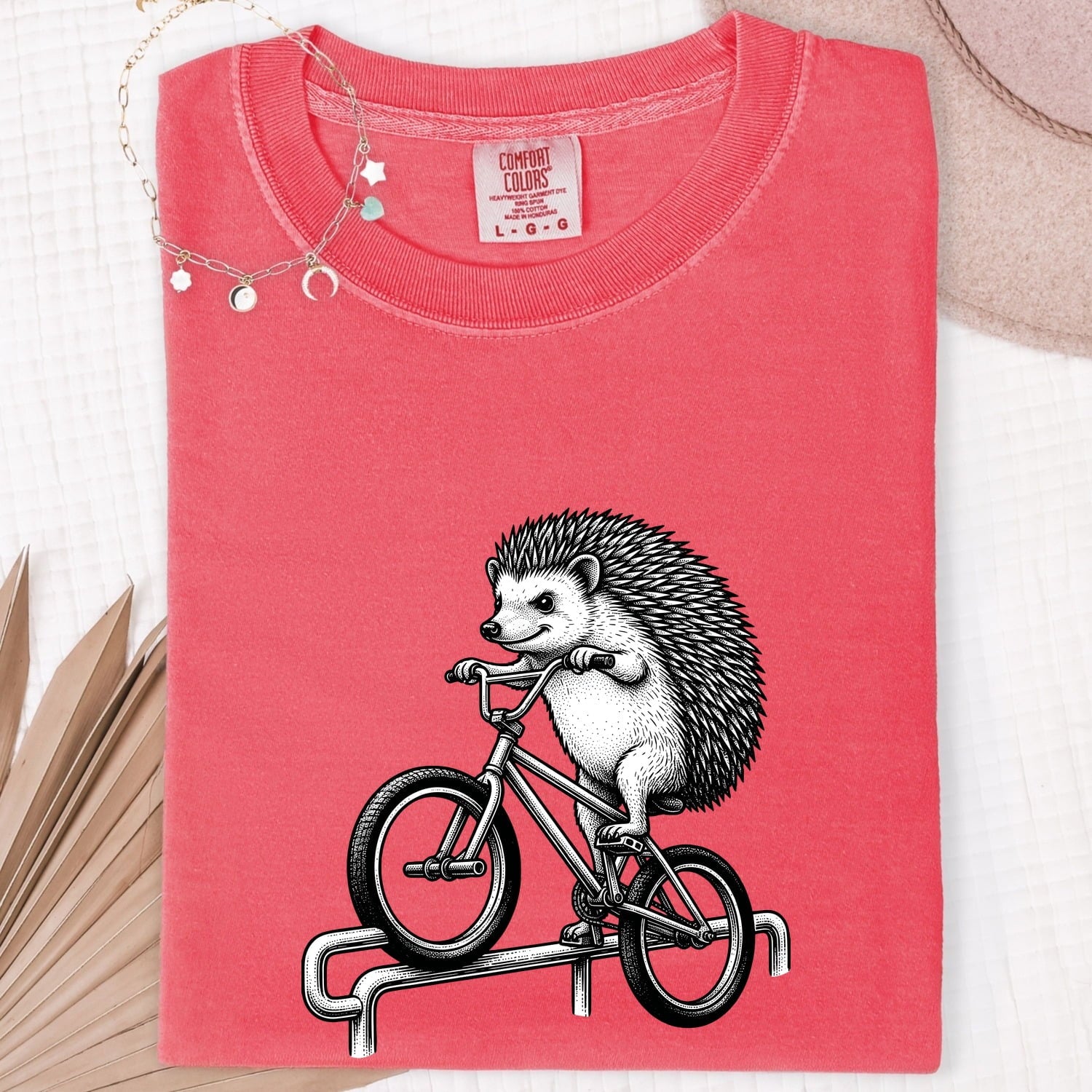 Hedgehog Bicycle Shirt Cute Pet Gift Women Sketch Tee Hedgehog Bike T-Shirt Adorable Fan Hedgehog Drawing Pet Graphic Retro Bike Tshirt