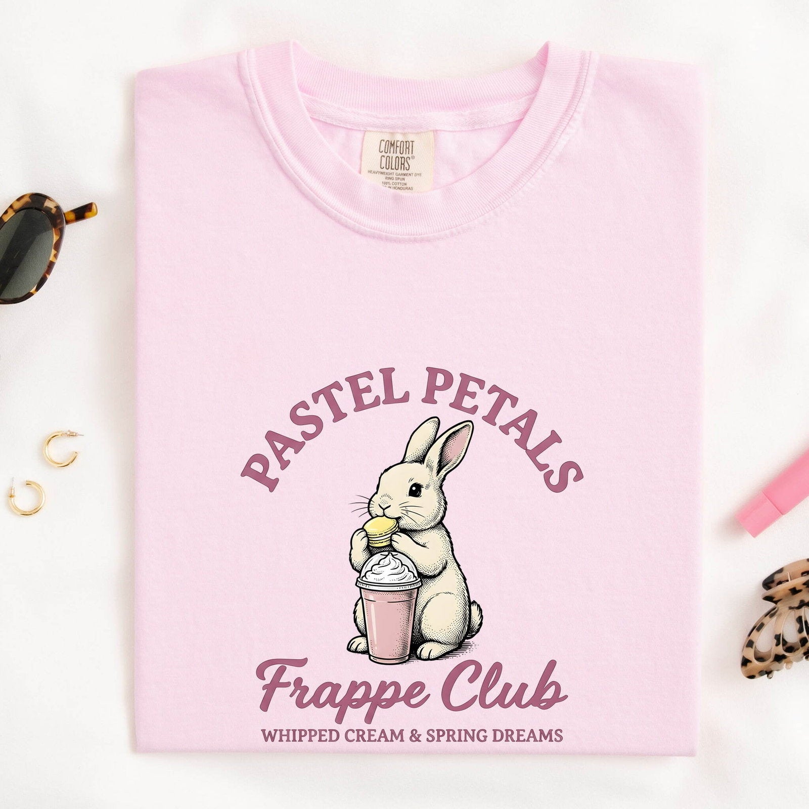 Rabbit Smoothie Shirt Easter Pet Gift Women Adorable Tee Smoothie T-Shirt Easter Fan Bunny Tshirt Cute Pet Graphic Retro Cookie Tshirt