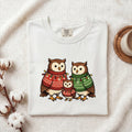 Owl Duo Shirt Christmas Pets Gift Women Cartoon Tee Owls T-Shirt Xmas Fan Hoot Graphic Owlet Illustration Traditional Jumpers Tshirt