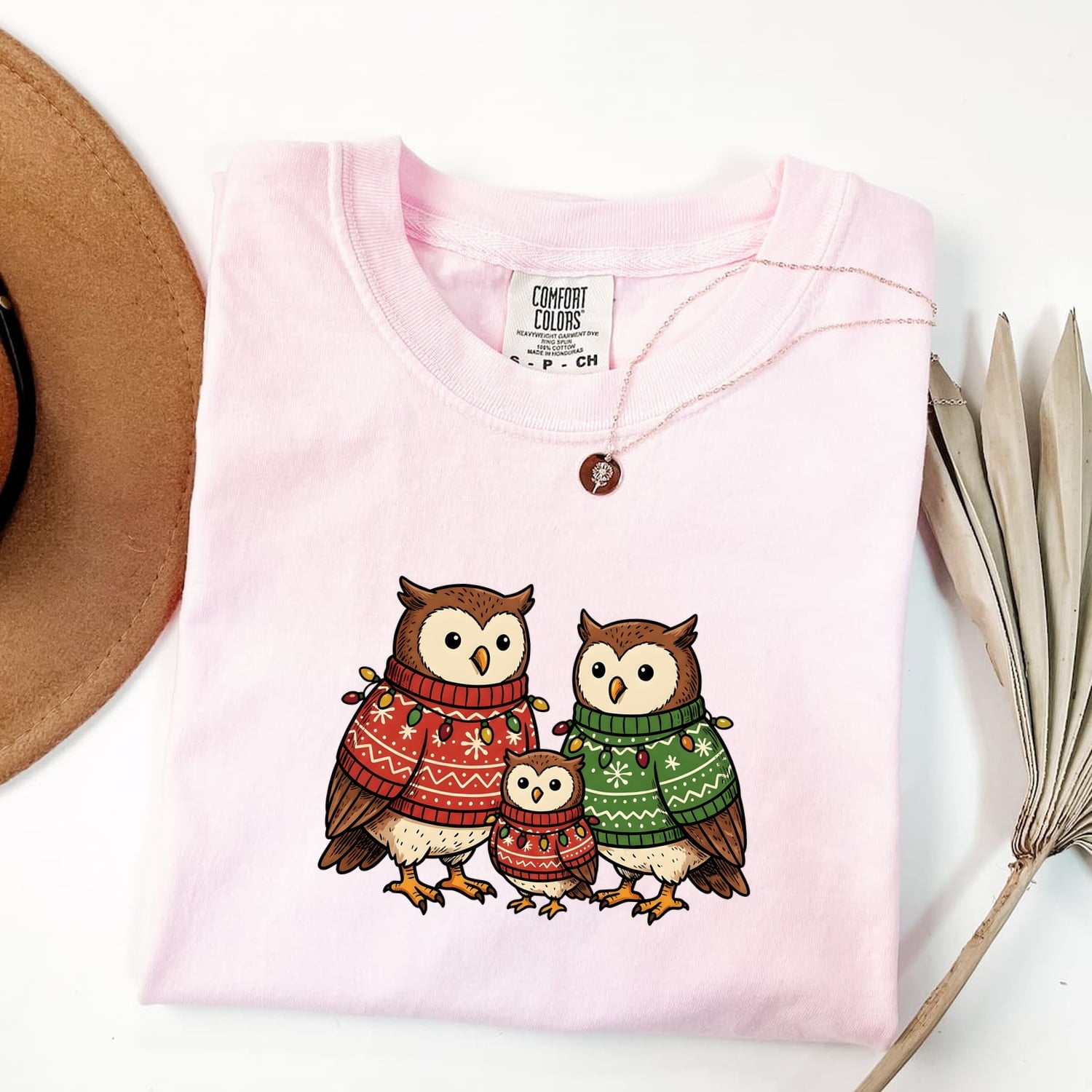 Owl Duo Shirt Christmas Pets Gift Women Cartoon Tee Owls T-Shirt Xmas Fan Hoot Graphic Owlet Illustration Traditional Jumpers Tshirt