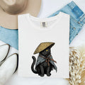 Black Kitty Shirt Cat Pet Gift Women Sketch Tee Cat T-Shirt Cat Fan Feline Tshirt Pet Graphic Retro Sun Hat Tshirt