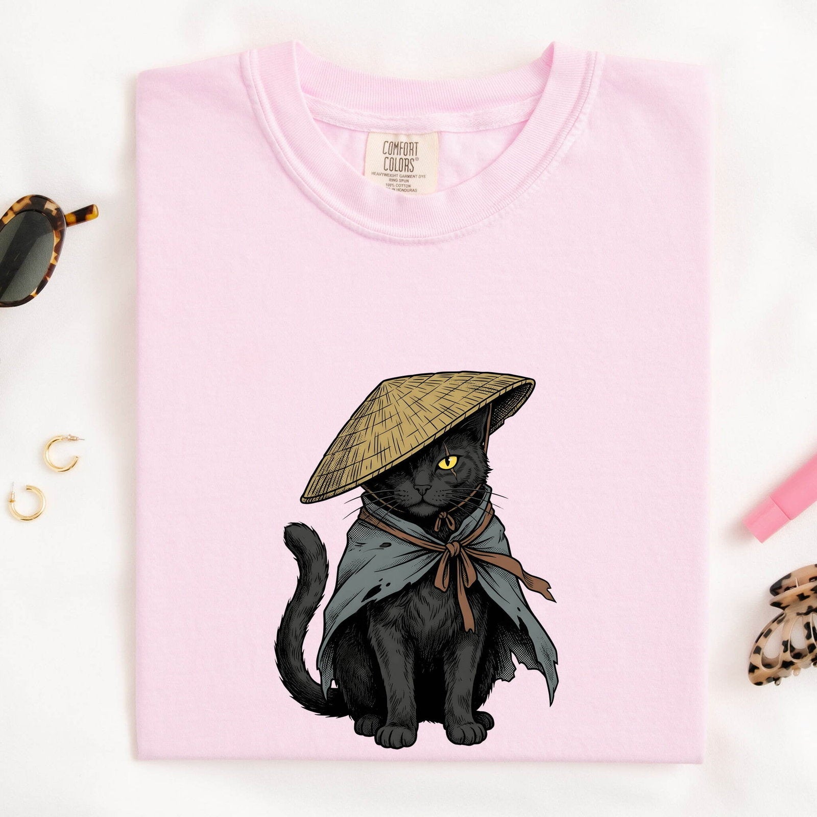 Black Kitty Shirt Cat Pet Gift Women Sketch Tee Cat T-Shirt Cat Fan Feline Tshirt Pet Graphic Retro Sun Hat Tshirt