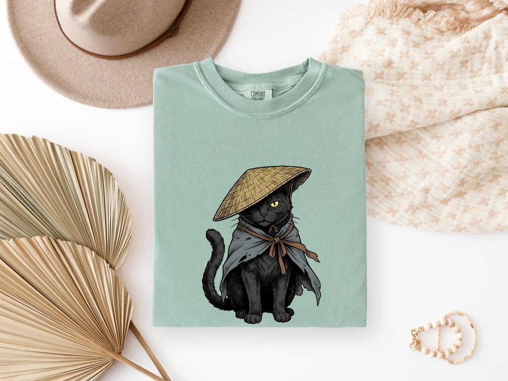 Black Kitty Shirt Cat Pet Gift Women Sketch Tee Cat T-Shirt Cat Fan Feline Tshirt Pet Graphic Retro Sun Hat Tshirt