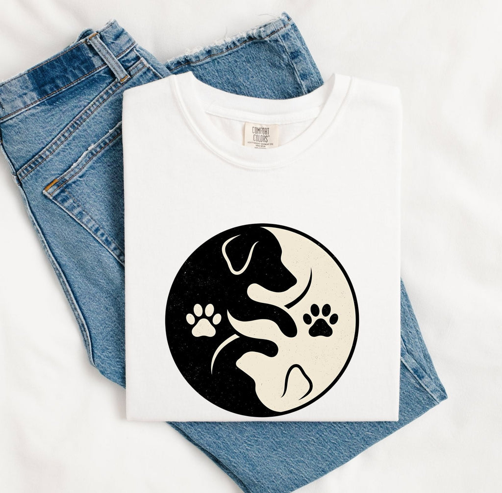 Dog Outline Shirt Dog Pets Gift Women Simple Tee Canine T-Shirt Dog Fan Puppy Tshirt Pet Graphic Retro Paw Marks Tshirt