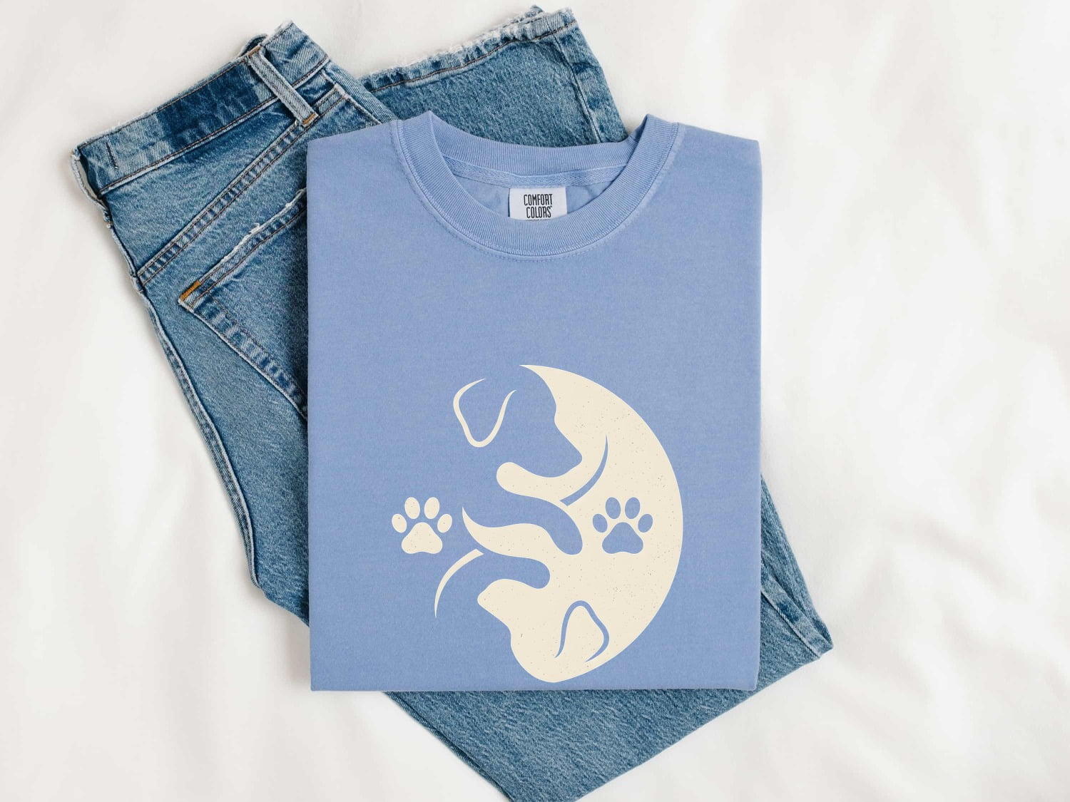 Dog Outline Shirt Dog Pets Gift Women Simple Tee Canine T-Shirt Dog Fan Puppy Tshirt Pet Graphic Retro Paw Marks Tshirt