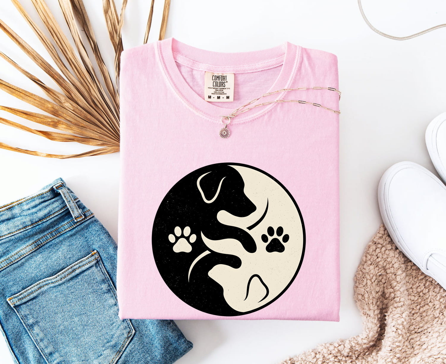 Dog Outline Shirt Dog Pets Gift Women Simple Tee Canine T-Shirt Dog Fan Puppy Tshirt Pet Graphic Retro Paw Marks Tshirt