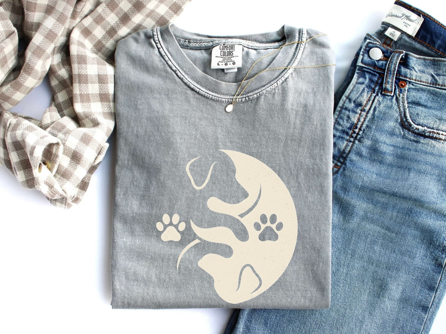 Dog Outline Shirt Dog Pets Gift Women Simple Tee Canine T-Shirt Dog Fan Puppy Tshirt Pet Graphic Retro Paw Marks Tshirt