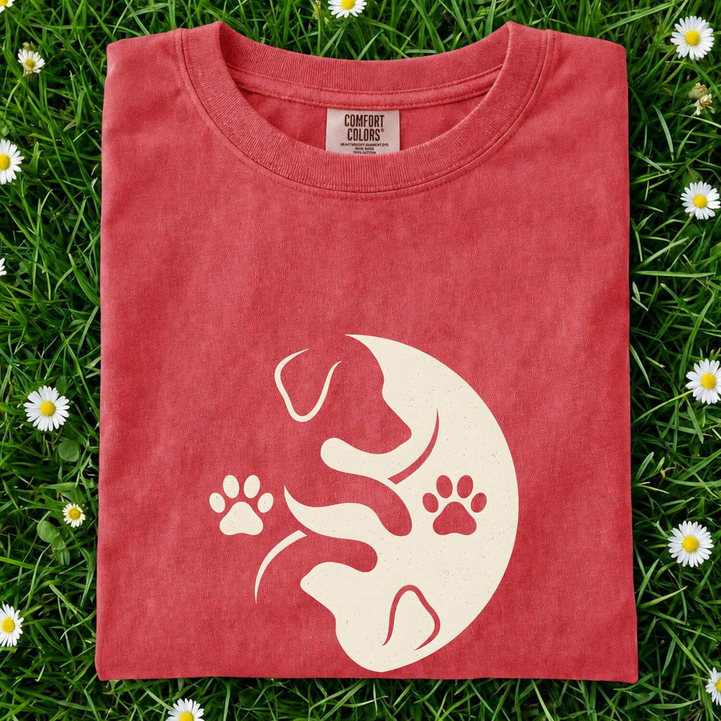 Dog Outline Shirt Dog Pets Gift Women Simple Tee Canine T-Shirt Dog Fan Puppy Tshirt Pet Graphic Retro Paw Marks Tshirt