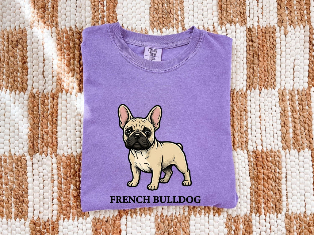 French Bulldog Shirt Dog Pets Gift Women Cartoon Tee Bulldog T-Shirt Dog Fan Puppy Tshirt Animal Graphic Retro Bold Lettering Tshirt